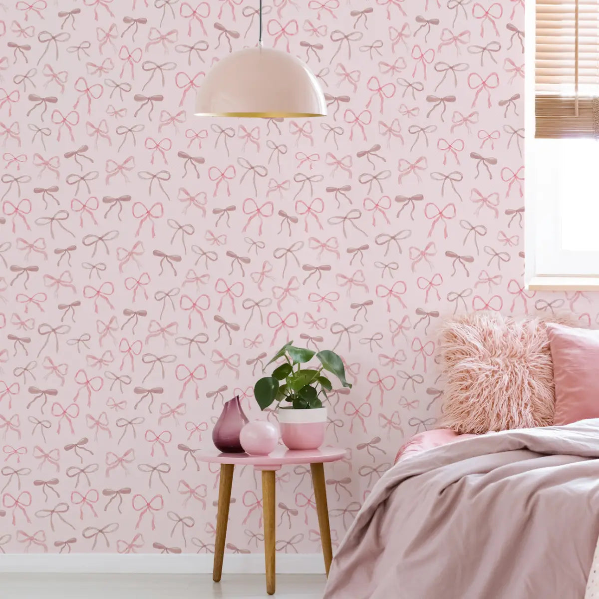 Persephone Wallpaper - Pink Bows - by Sabina Maria - Loomwell Home Goods