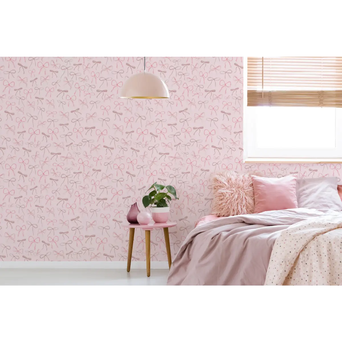 Persephone Wallpaper - Pink Bows - by Sabina Maria - Loomwell Home Goods