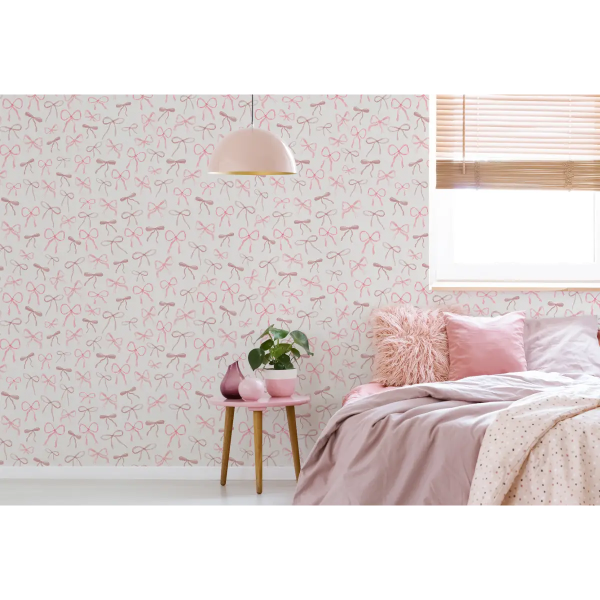 Persephone Wallpaper - Pink Bows - by Sabina Maria - Loomwell Home Goods