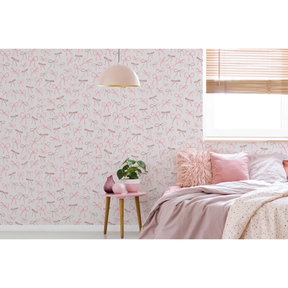 Persephone Wallpaper - Pink Bows - by Sabina Maria - Loomwell Home Goods