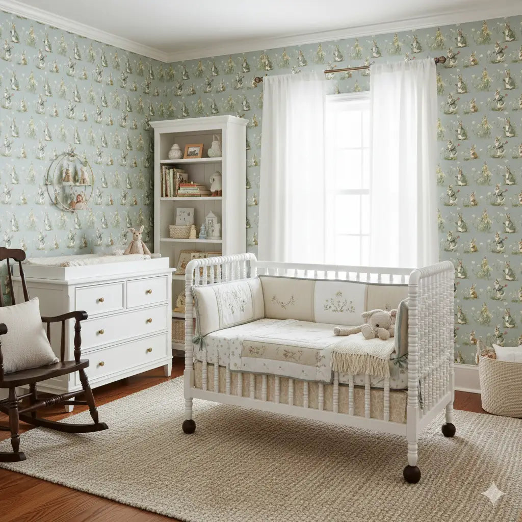 Peter Wallpaper - Bunny Rabbits in Jackets for Kids - Loomwell Home Goods