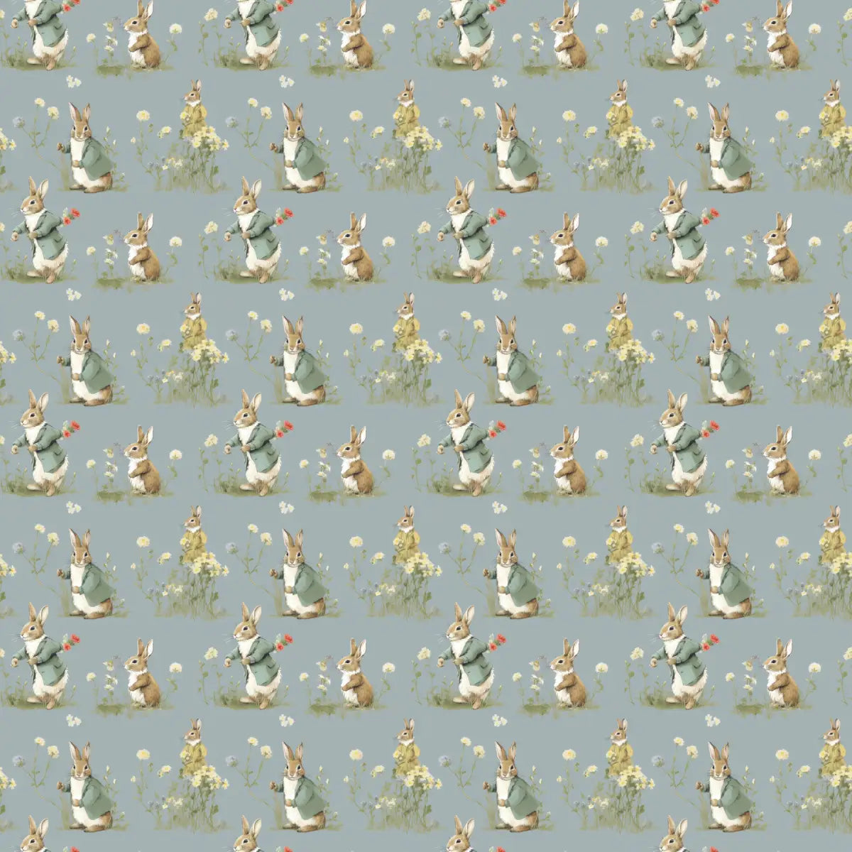 Peter Wallpaper - Bunny Rabbits in Jackets for Kids - Sample 1 foot by 1 foot - Loomwell Home Goods