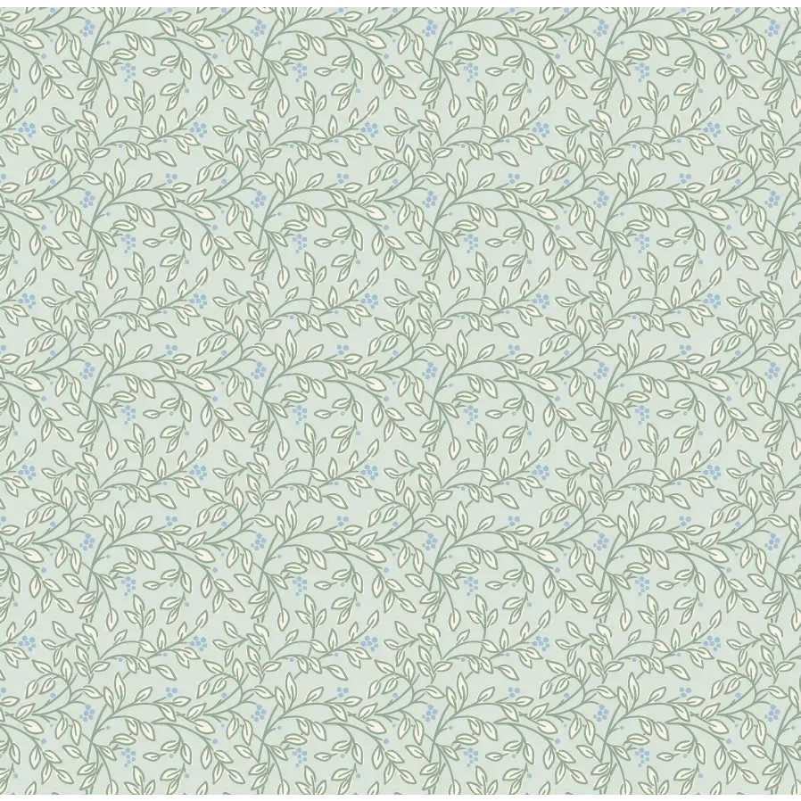 Peyton Wallpaper - Petite Leaf Swirls - by Kimberly Morgan - Sample 1 foot by 1 foot / Sage - Loomwell Home Goods