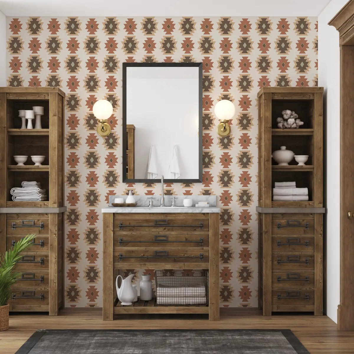 Phoenix Wallpaper - Southwestern Pattern - by Lee Art - Loomwell Home Goods