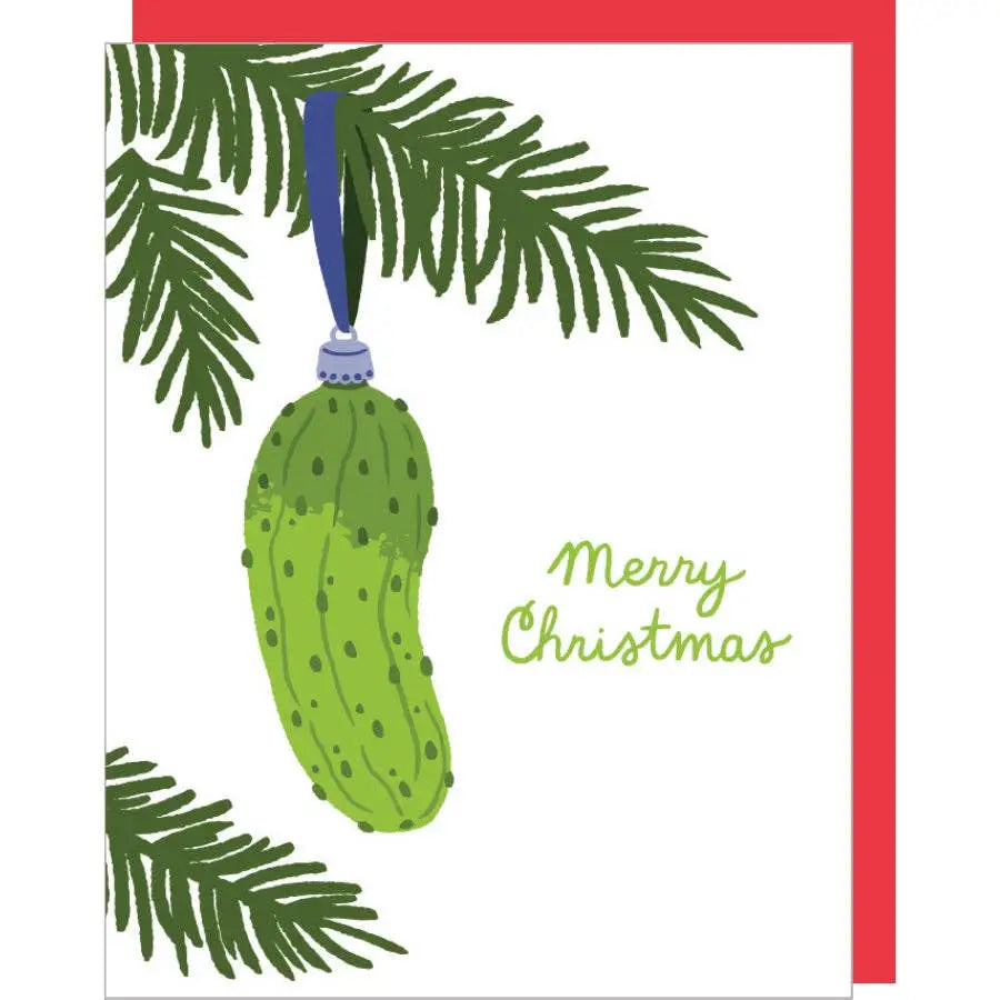 Christmas Card - Pickle Ornament - Smudge Ink