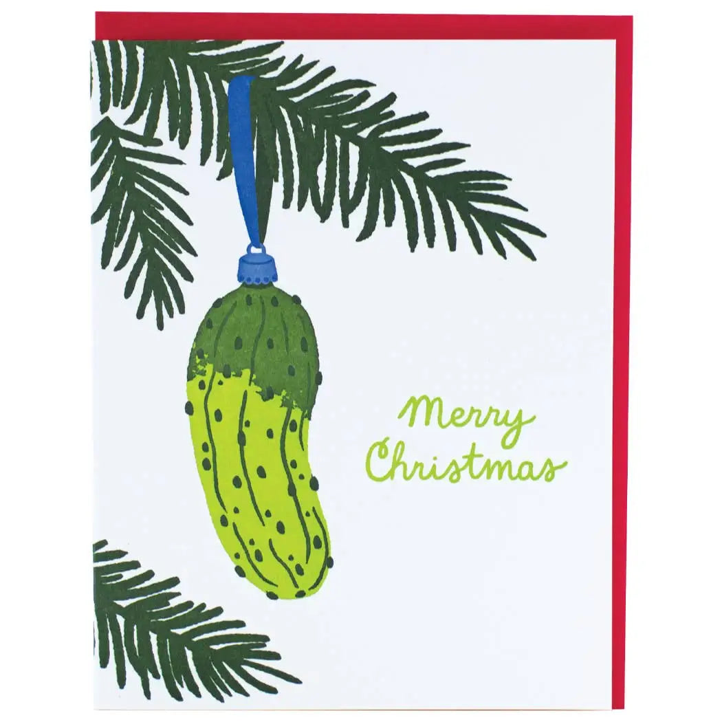 Christmas Card - Pickle Ornament - Smudge Ink