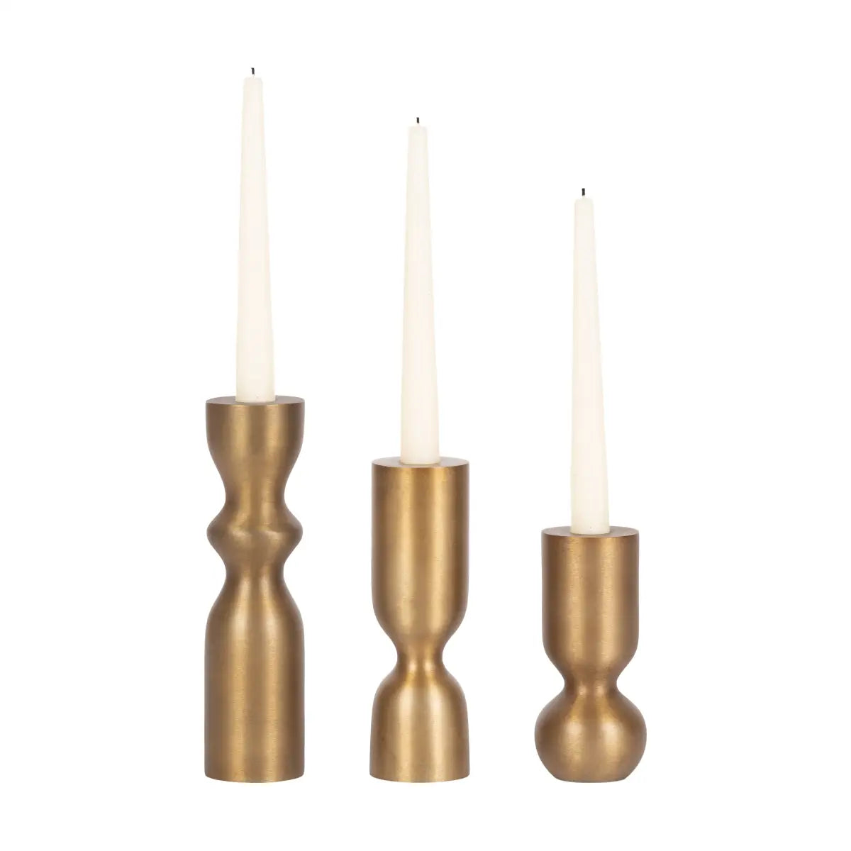 Pico Taper Candle Holders - Set of 3 - Gold - kateandlaurel