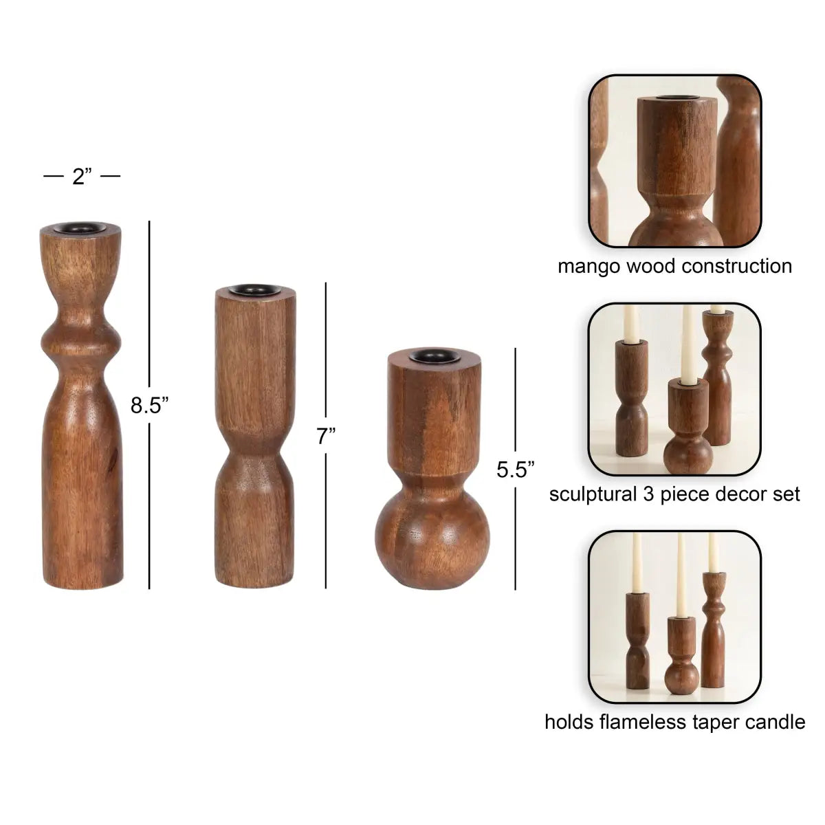 Pico Taper Candle Holders - Set of 3 - kateandlaurel