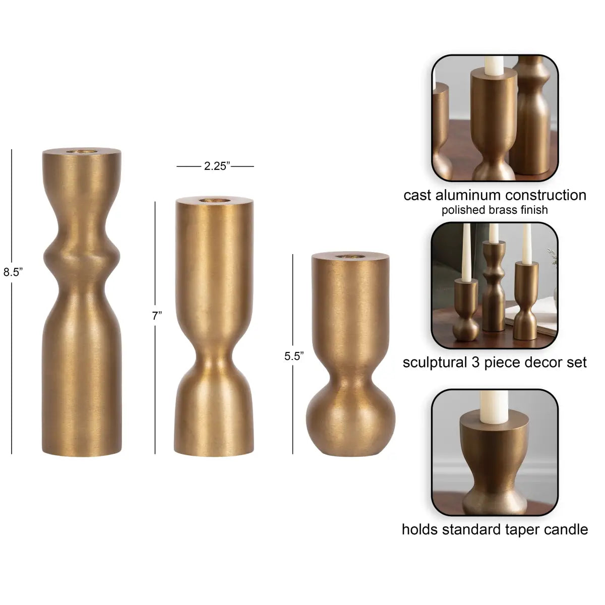 Pico Taper Candle Holders - Set of 3 - kateandlaurel