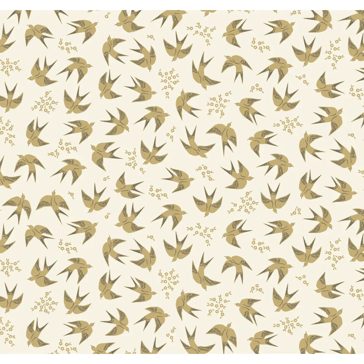 Piers Wallpaper - Whimsical Birds - by Kimberly Morgan - Sample 1 foot by 1 foot / Golden - Loomwell Home Goods