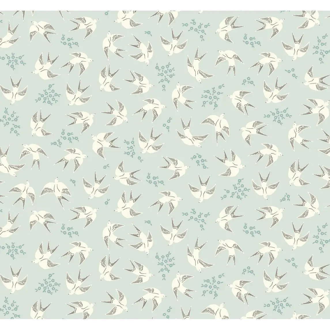 Piers Wallpaper - Whimsical Birds - by Kimberly Morgan - Sample 1 foot by 1 foot / Mint - Loomwell Home Goods