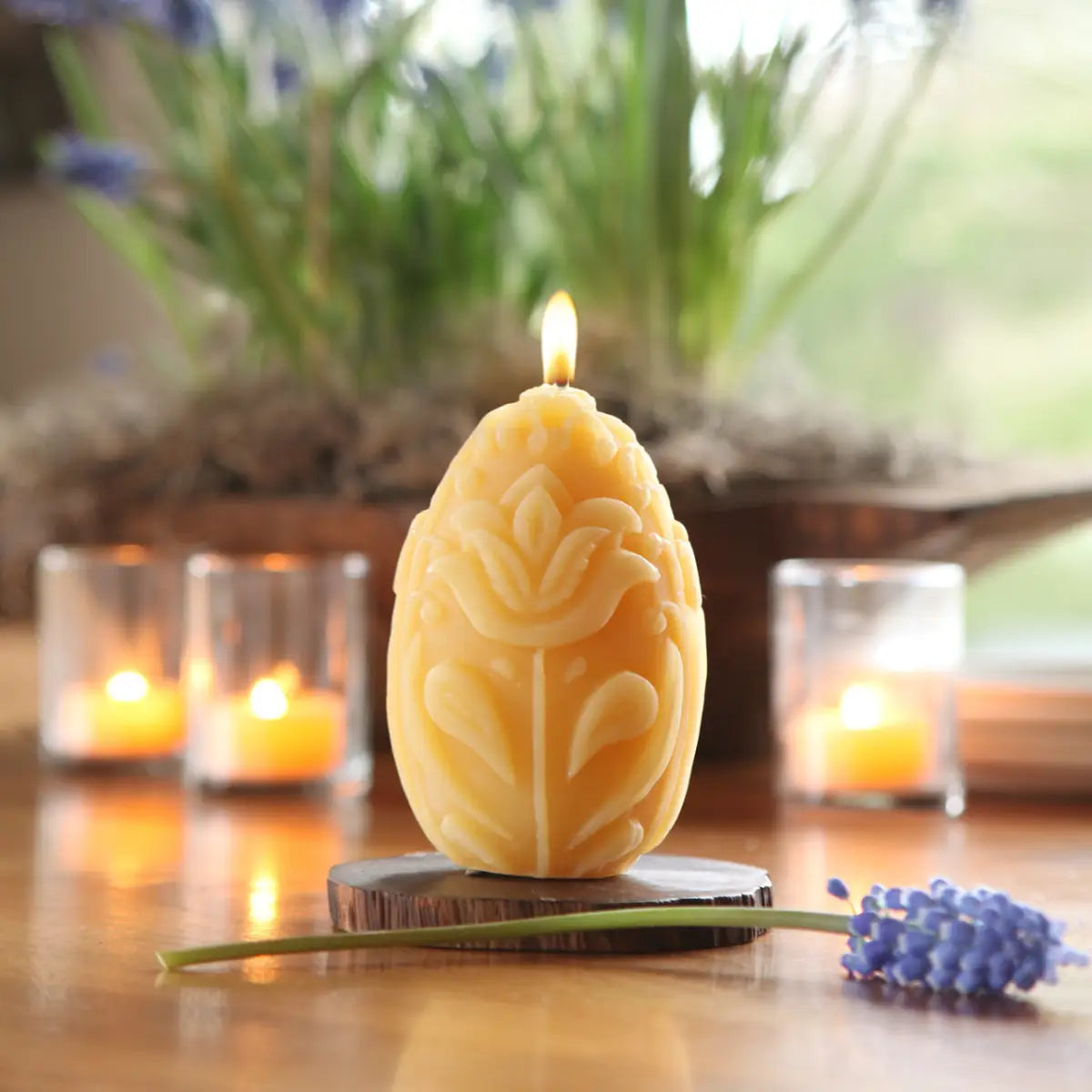 Beeswax Candle – Easter Egg with Flowers - Big Dipper Wax Works