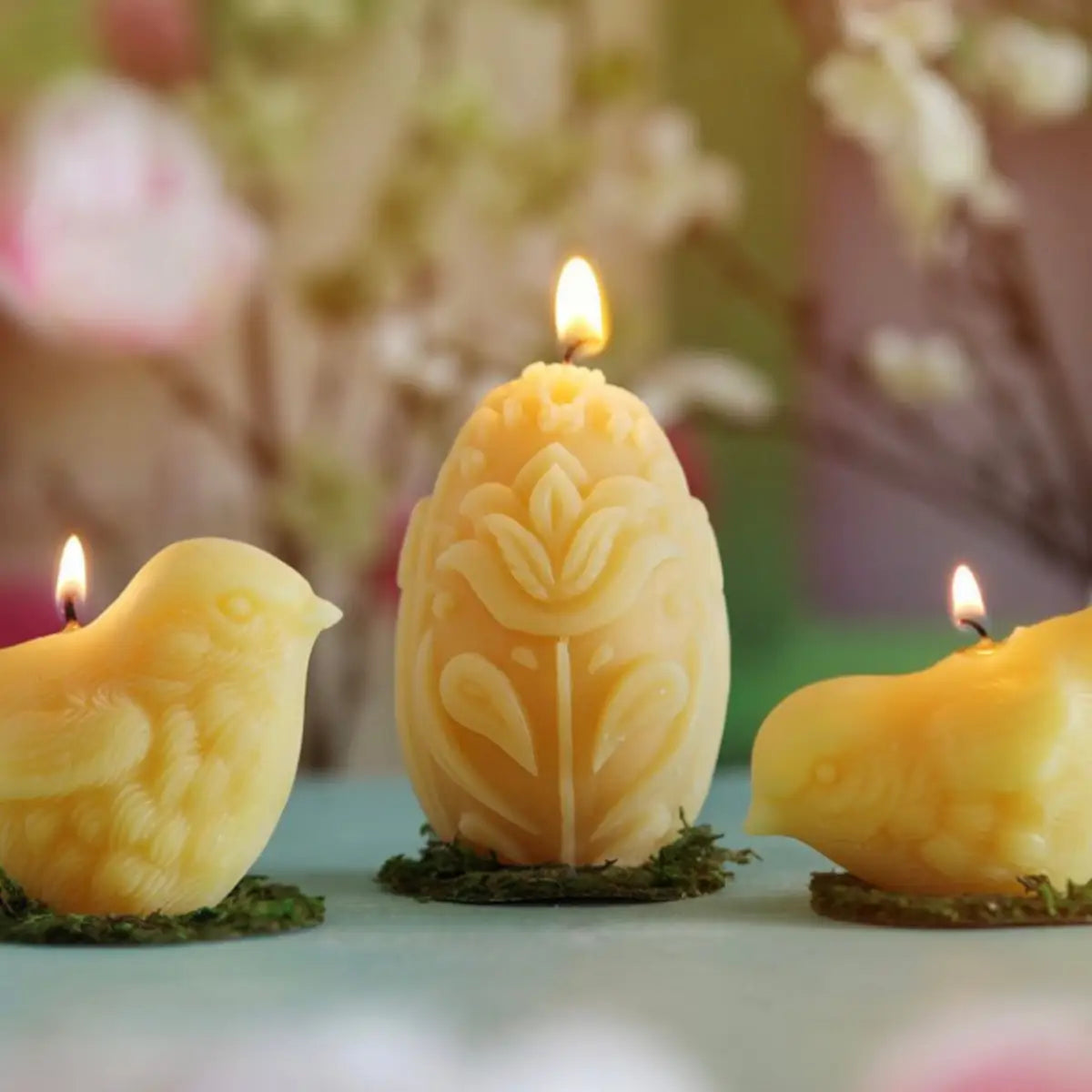 Beeswax Candle – Easter Egg with Flowers - Big Dipper Wax Works