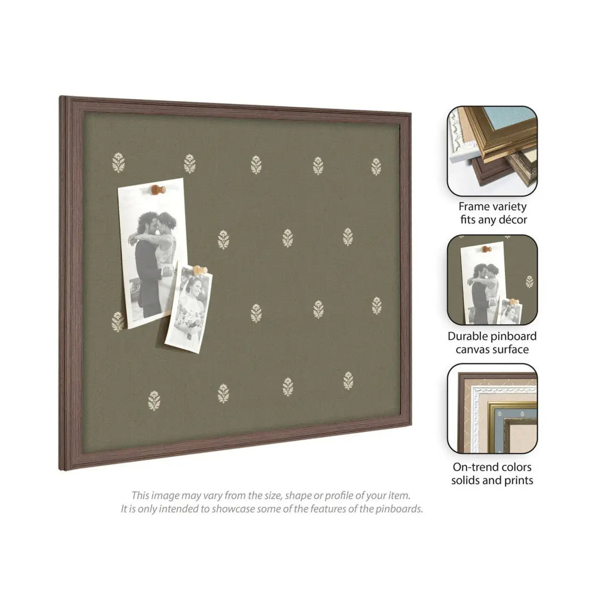 Pinboard Bulletin Board - Green Botanical Block Print - kateandlaurel