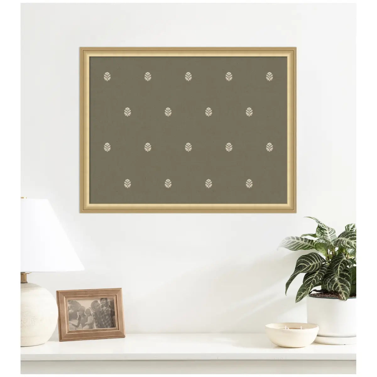 Pinboard Bulletin Board - Green Botanical Block Print - kateandlaurel