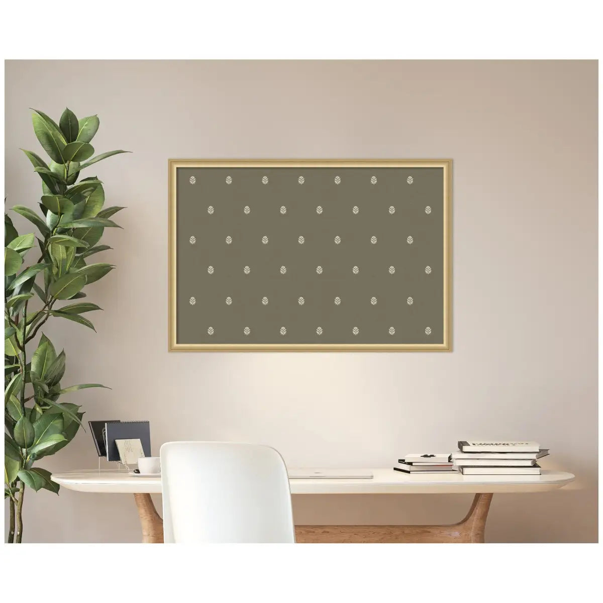Pinboard Bulletin Board - Green Botanical Block Print - kateandlaurel