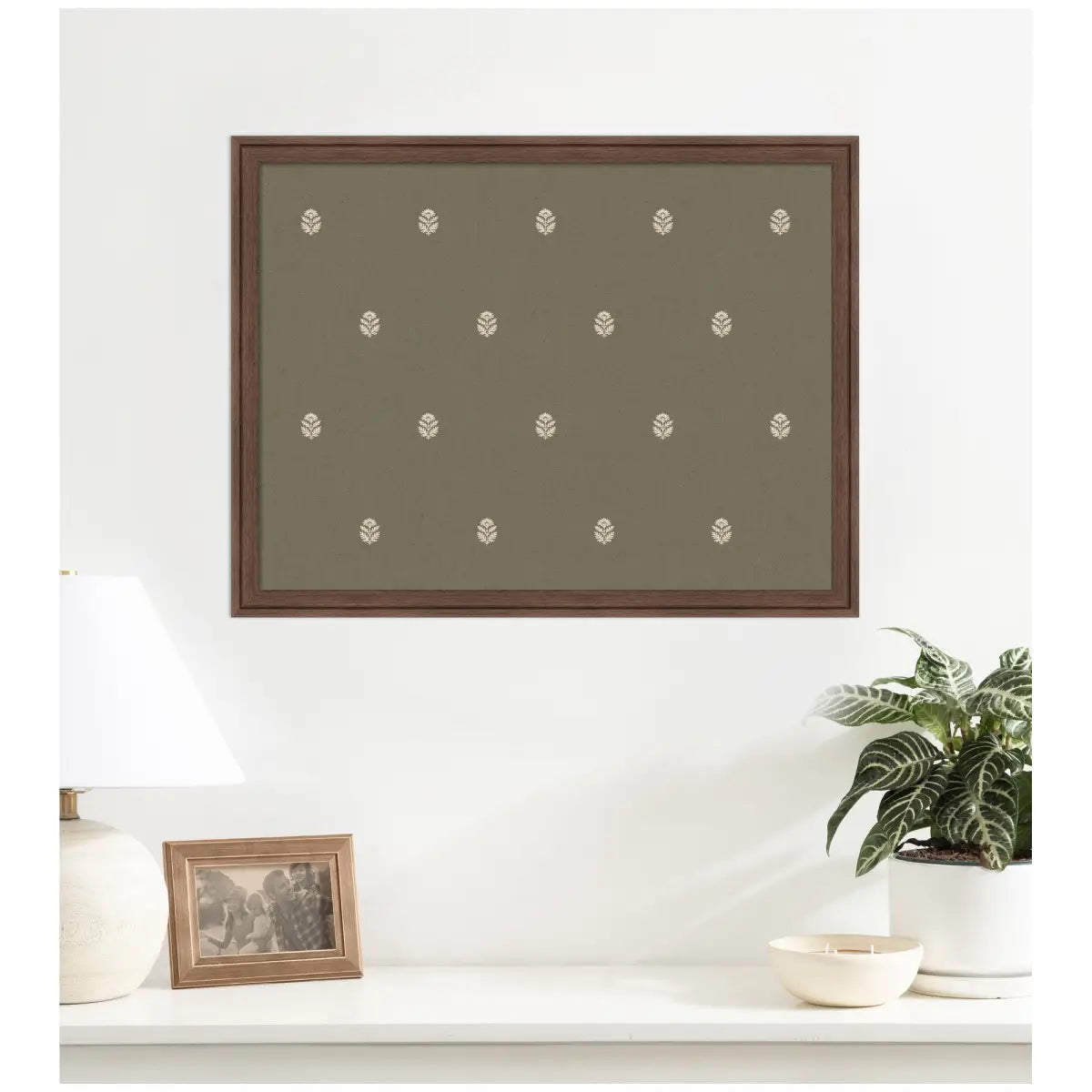 Pinboard Bulletin Board - Green Botanical Block Print - kateandlaurel