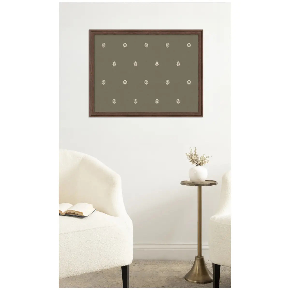 Pinboard Bulletin Board - Green Botanical Block Print - kateandlaurel
