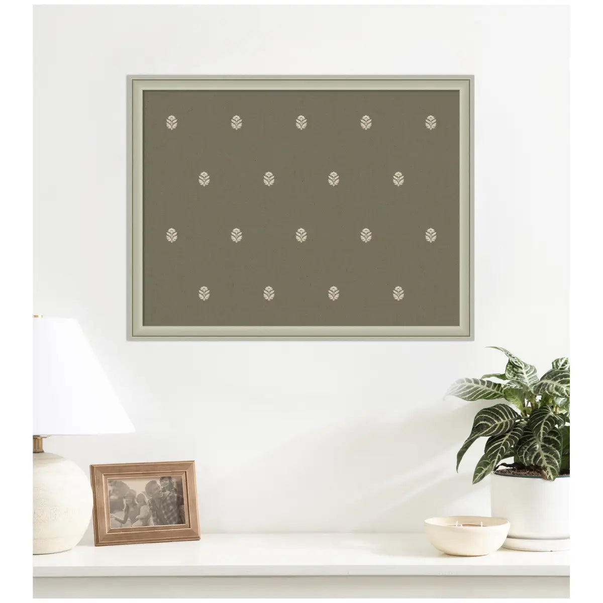 Pinboard Bulletin Board - Green Botanical Block Print - kateandlaurel