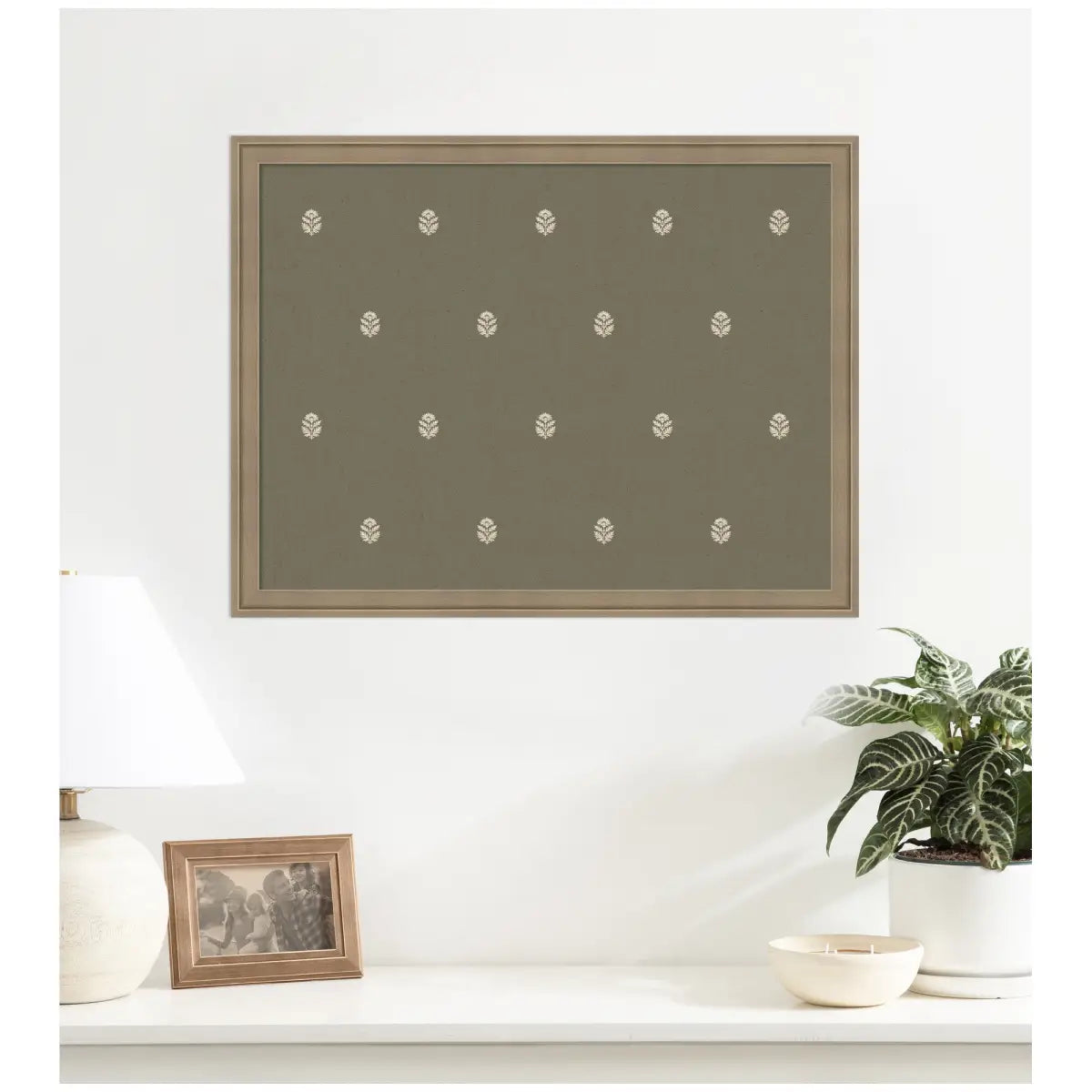 Pinboard Bulletin Board - Green Botanical Block Print - kateandlaurel