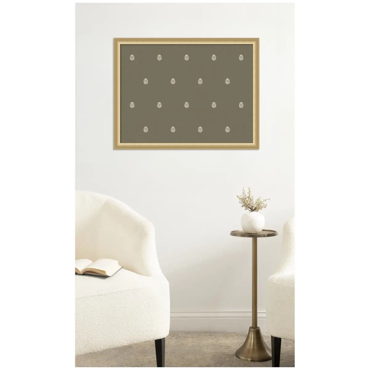 Pinboard Bulletin Board - Green Botanical Block Print - kateandlaurel
