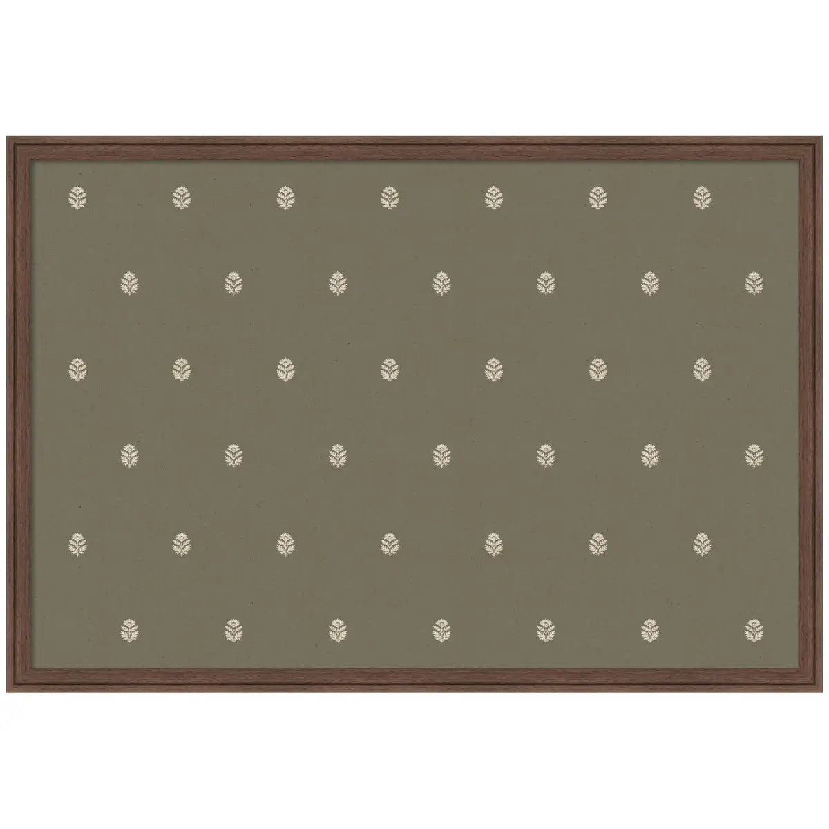 Pinboard Bulletin Board - Green Botanical Block Print - Florence Medium Brown / 38x26 - kateandlaurel