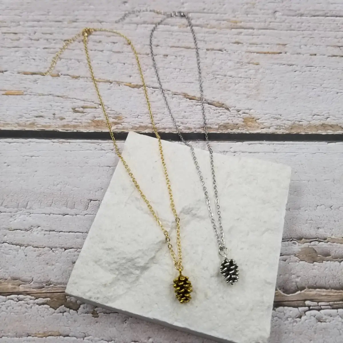 Pine Cone Necklace - Gold & Silver - Honeybee Vintage