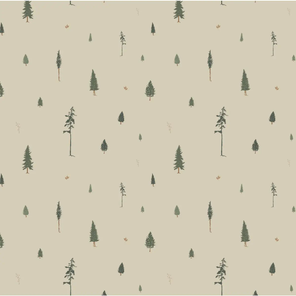 Pine Wallpaper - Little Pine Trees for Kids - by Saranoni - Sample 1 foot by 1 foot - Loomwell Home Goods