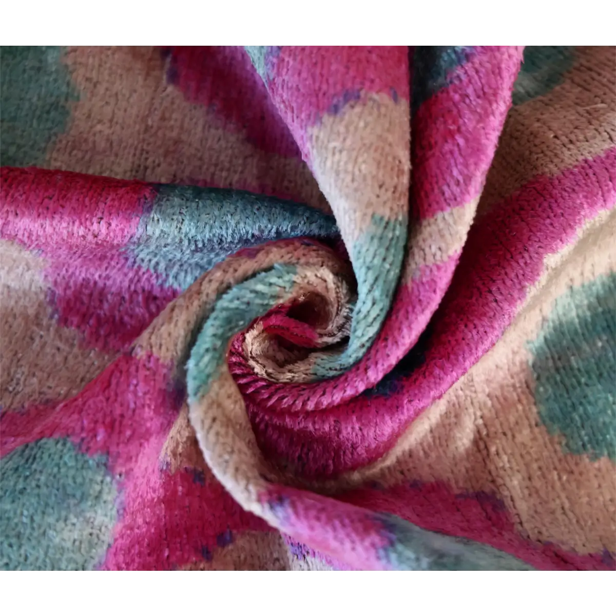 Pink and Aqua Circle Silk Velvet Pillow 16x24 Handmade Luxury Cushion - Canvello