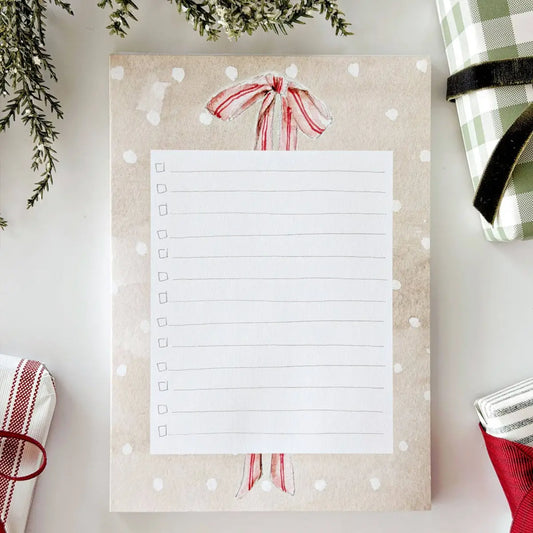 Checklist Notepad - Red Stripe Bow - emily lex studio
