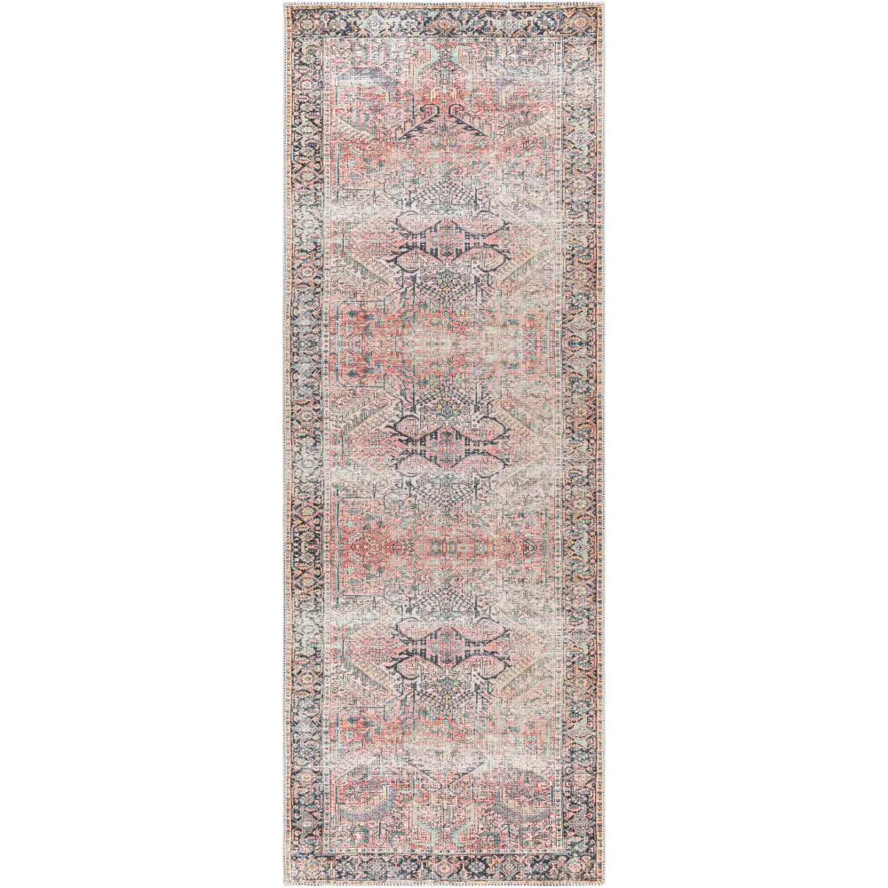 Pink Dunshaughlin Distressed Washable Area Rug - Clearance - * 2’7’’ x 7’3’’ Runner - Boutique Rugs