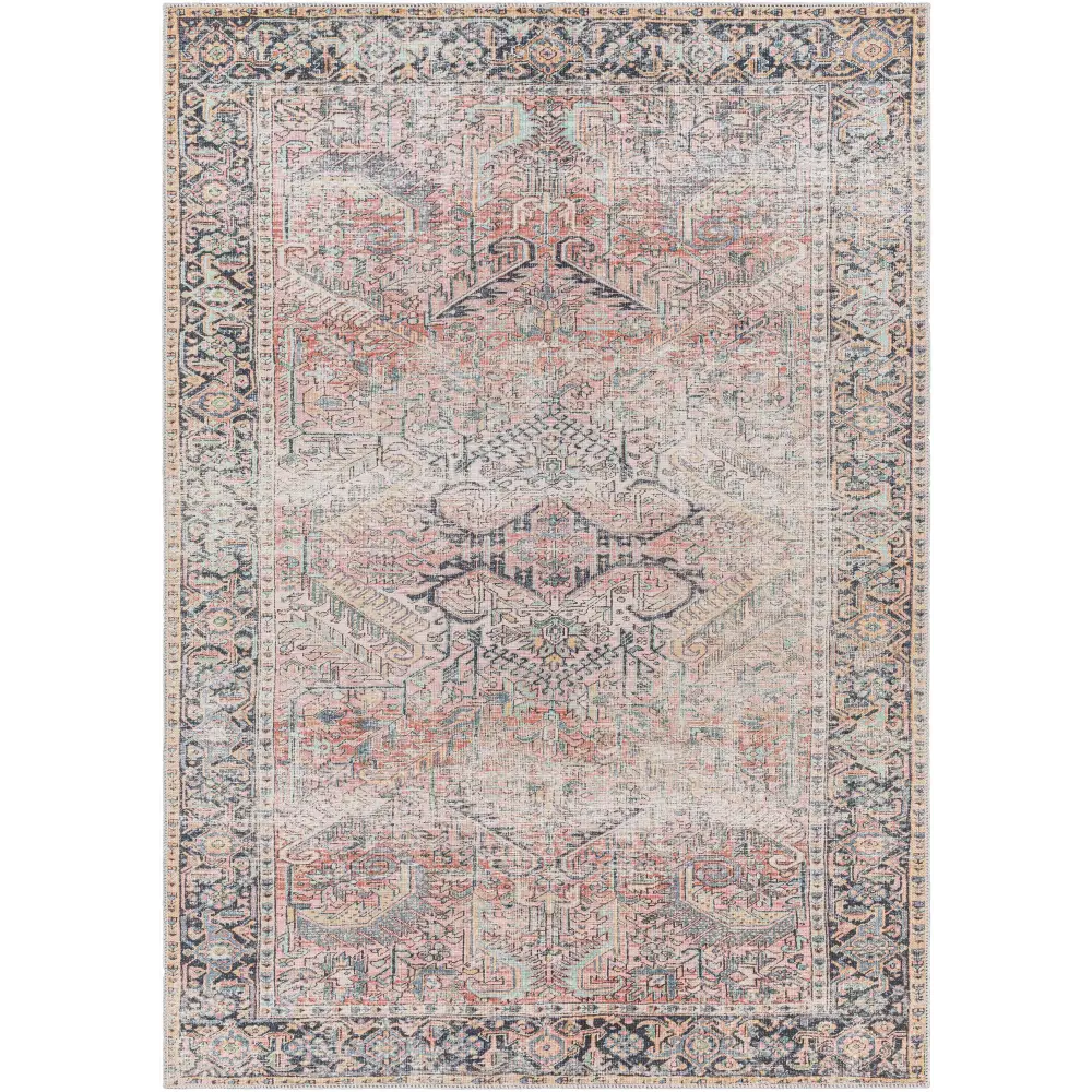 Pink Dunshaughlin Distressed Washable Area Rug - Clearance - 6’7’’ x 9’ Rectangle - Boutique Rugs
