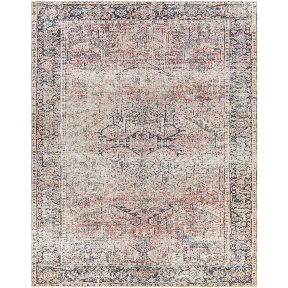 Pink Dunshaughlin Distressed Washable Area Rug - Clearance - 7’6’’ x 9’6’’ Rectangle - Boutique Rugs
