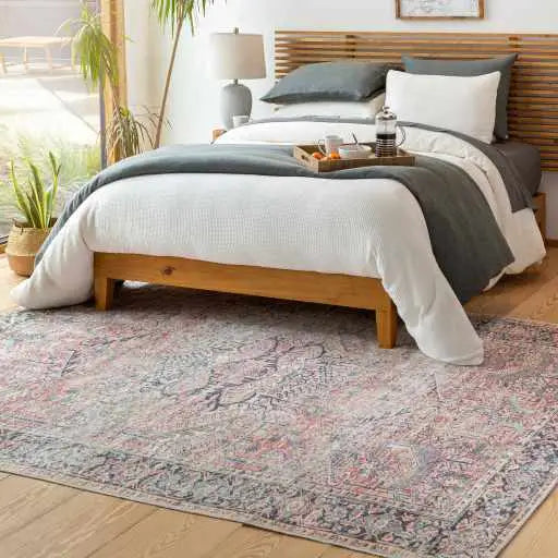 Pink Dunshaughlin Distressed Washable Area Rug - Clearance - Boutique Rugs