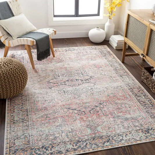 Pink Dunshaughlin Distressed Washable Area Rug - Boutique Rugs