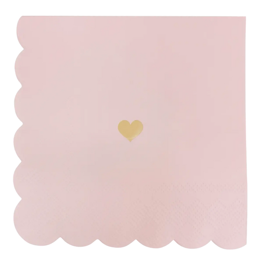 Pink with Gold Heart Cocktail Napkins - Sweet Water Decor