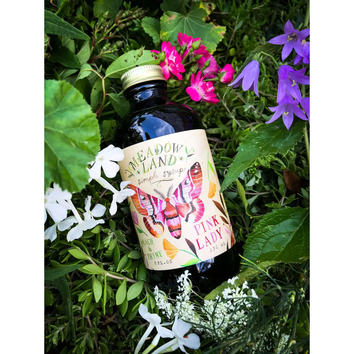 Pink Lady Simple Syrup - Peach & Thyme - Cocktails and Desserts - Meadowland Syrup