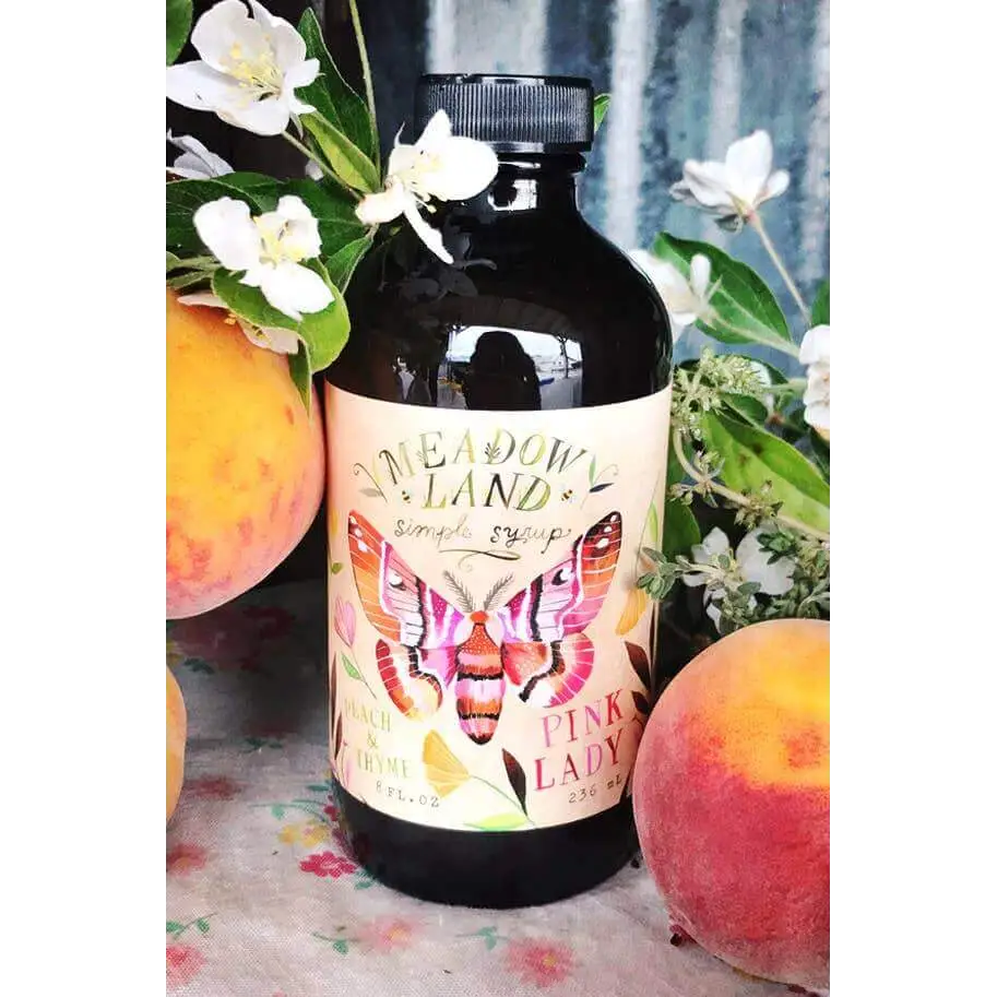 Pink Lady Simple Syrup - Peach & Thyme - Cocktails and Desserts - Meadowland Syrup