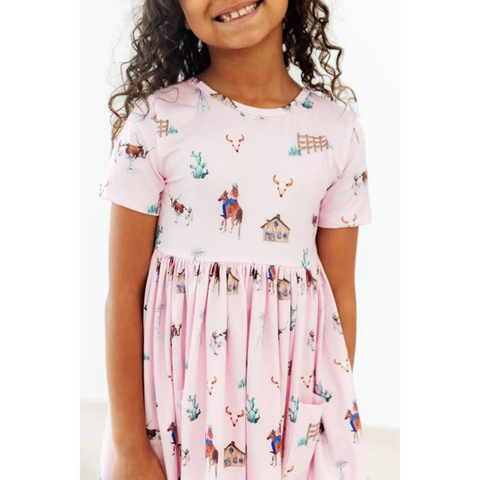 Pocket Twirl Dress - Pink Ranch Hand - Cowgirl - 6-12M - Mila & Rose ®