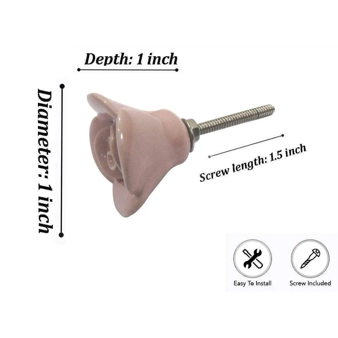 Pink Rose Ceramic Knob (each) - Perilla Home