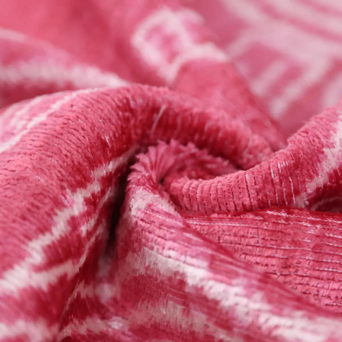 Pink White Zebra Silk Velvet Pillow – 20x20 Handmade Ikat Animal Cushion - Canvello