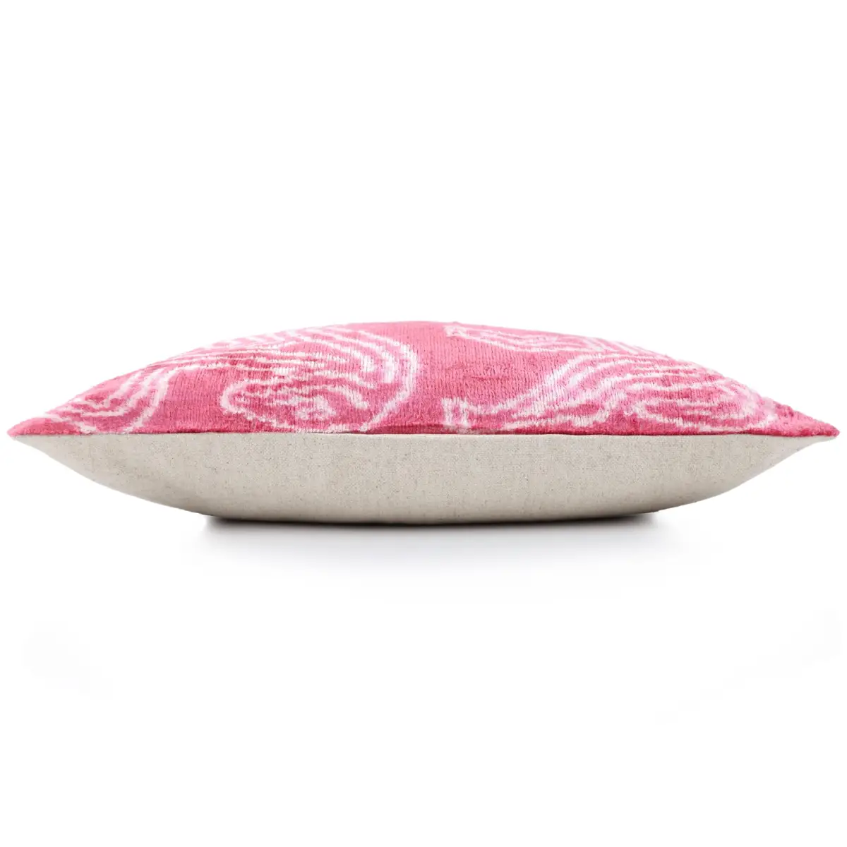 Pink White Zebra Silk Velvet Pillow – 20x20 Handmade Ikat Animal Cushion - Canvello