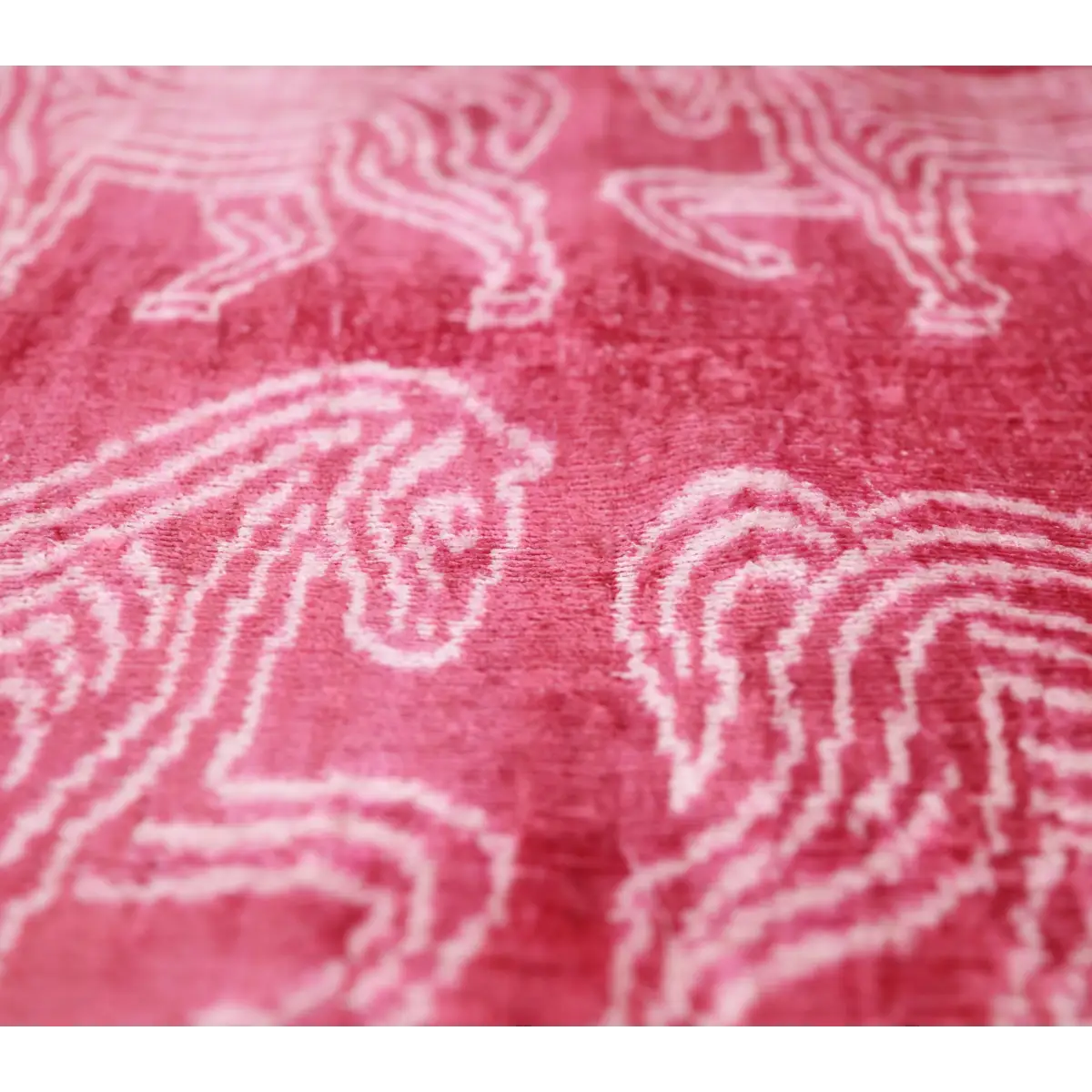 Pink White Zebra Silk Velvet Pillow – 20x20 Handmade Ikat Animal Cushion - Canvello