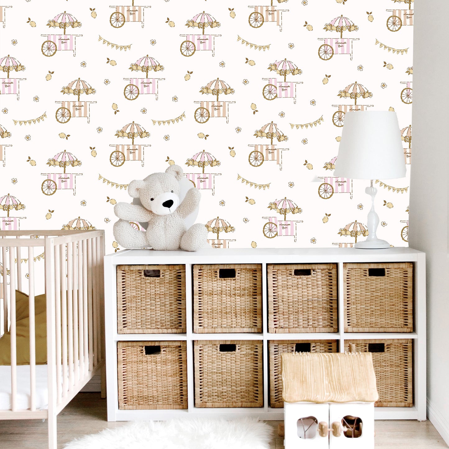 Sip Lemonade Cart Wallpaper by Eva Catherina - Loomwell Home Goods