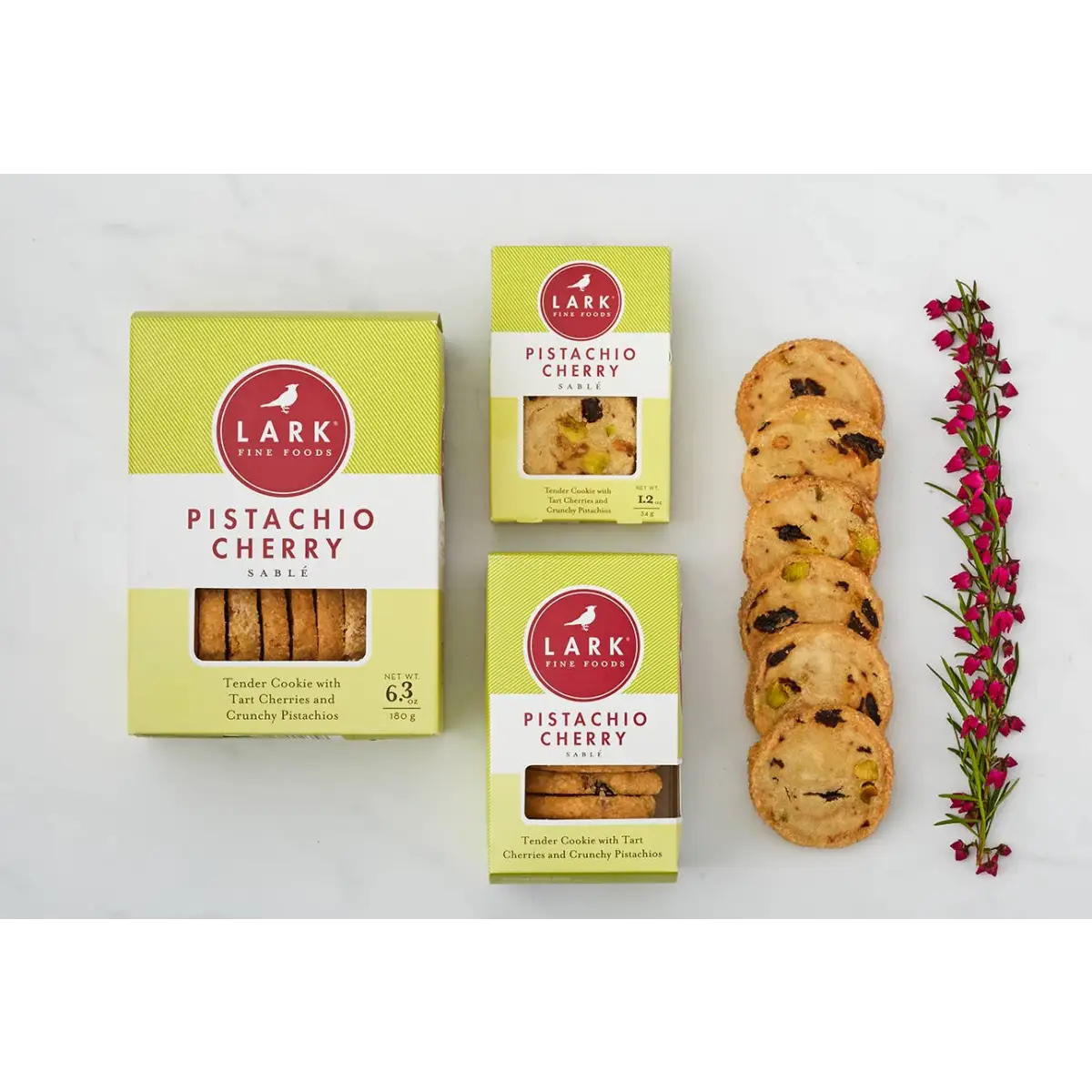 Pistachio Cherry Sable Cookies - Lark Fine Foods