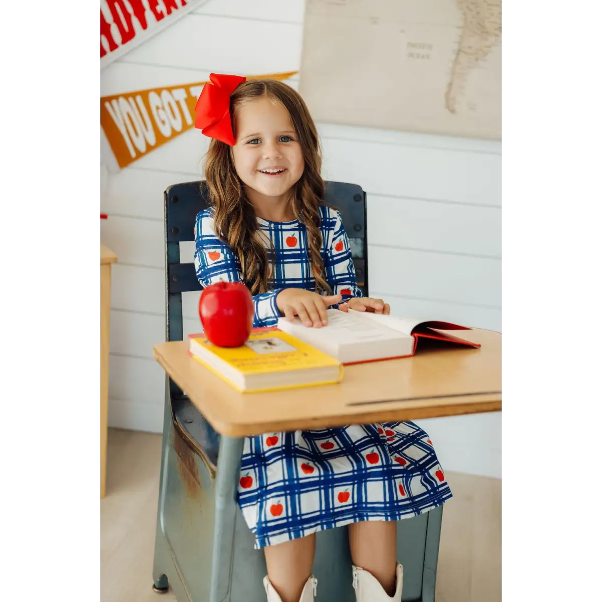 Plaid Apples Pocket Twirl Dress - Mila & Rose ®