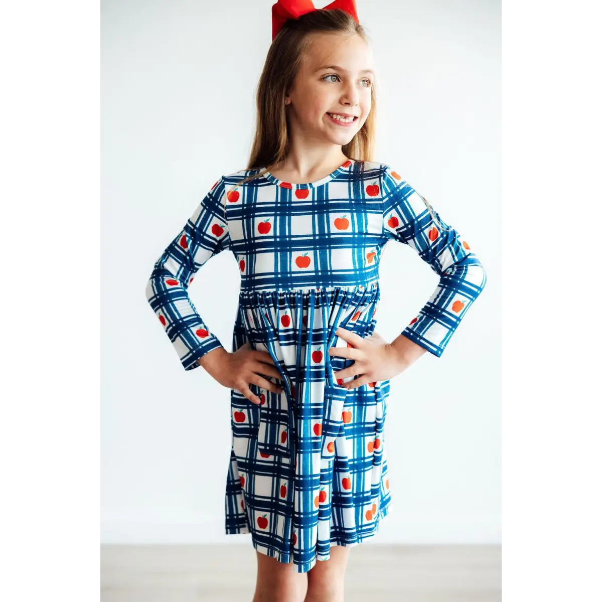 Plaid Apples Pocket Twirl Dress - Mila & Rose ®