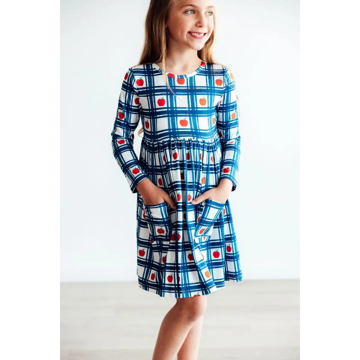 Plaid Apples Pocket Twirl Dress - Mila & Rose ®