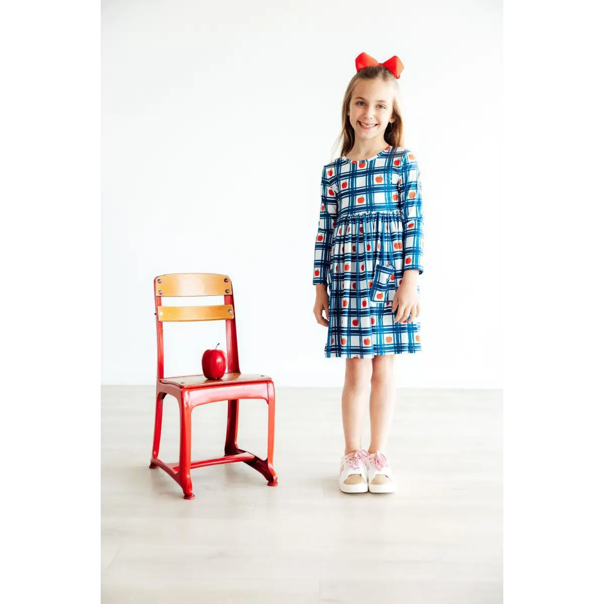 Plaid Apples Pocket Twirl Dress - Mila & Rose ®