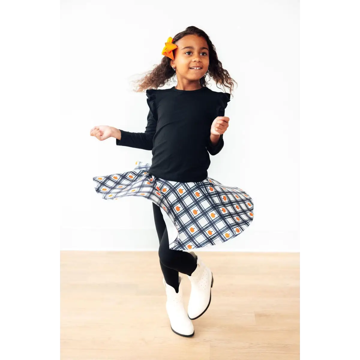 Plaid Pumpkins Twirl Skirt with Leggings - Mila & Rose ®